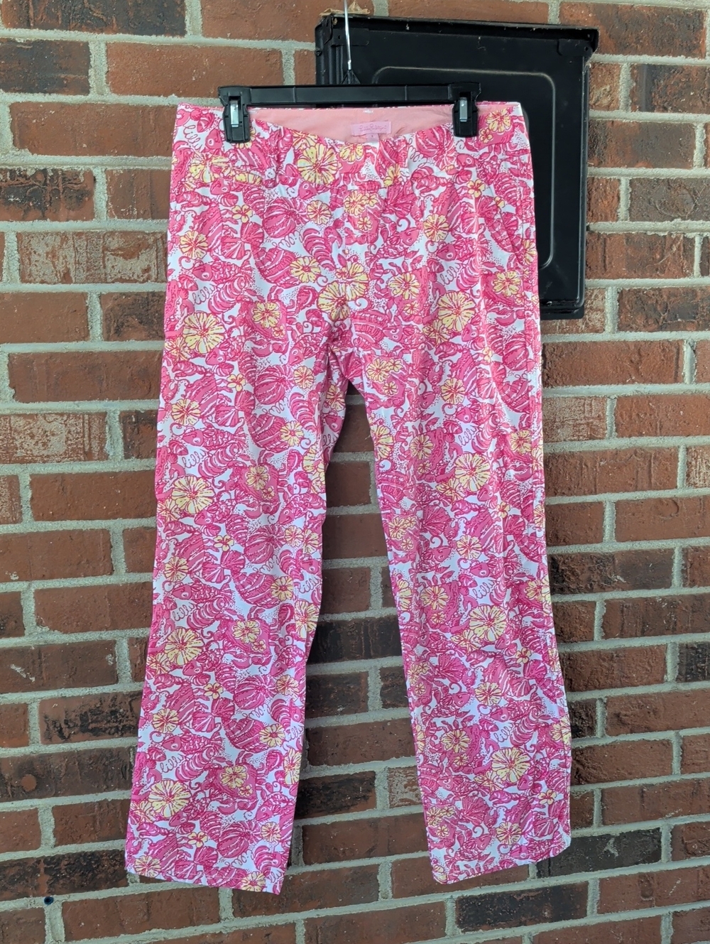 Lilly Pulitzer Whitney Roll Up Chum Bucket Print Pants Size 4 (841)